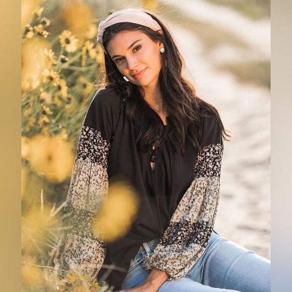 Gimmicks Pieced Lace-Up Top - Picture 2 of 8